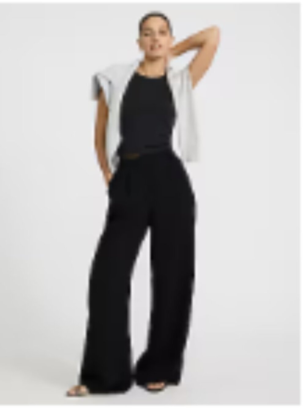 EXPRESS High Waisted Relaxed Trouser – Pitch Black – 16S (NWT)
